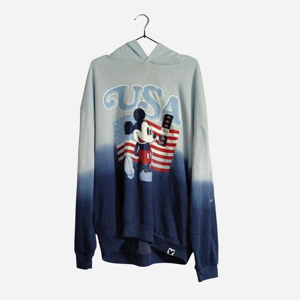 Disney unisex ombre light blue to blue American flag Mickey Mouse USA 2xl